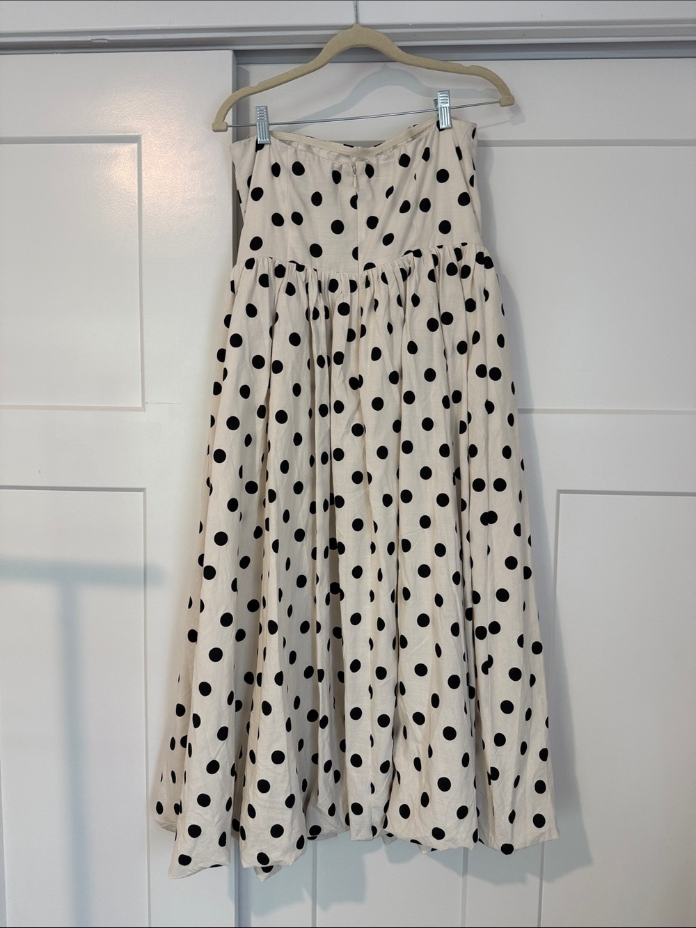 NWOT Lulus Ivory Polka Dot Strapless Bubble-hem Midi Dress White - Size L - Picture 4 of 4